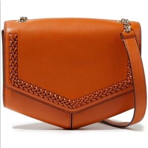 Sandro "Lou MM Curcuma" Cognac Braided Shoulder Bag